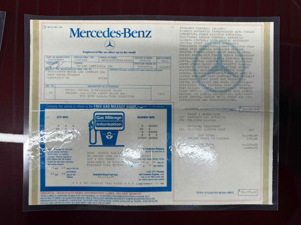 1985 Mercedes Benz 500 SEL