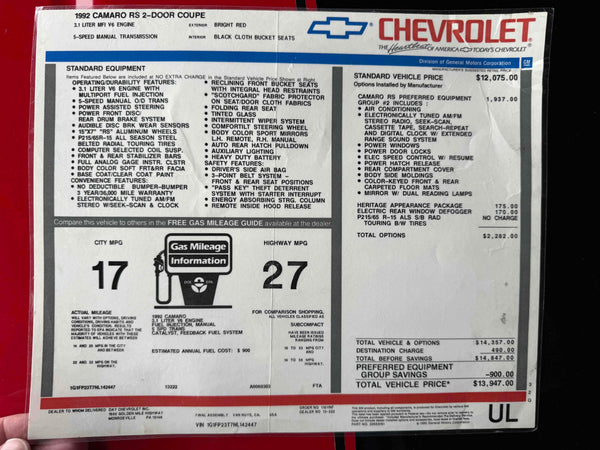 1992 Chevrolet Camaro RS